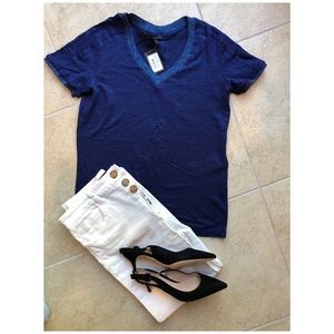 MAJE V neck T-Shirt, NWT, XS, blue